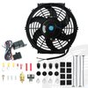 10" Universal Slim Fan Push Pull Electric Radiator 12V 80W High Performance Cooling Fan with Thermostat Wiring Switch Relay Mount Kit Black