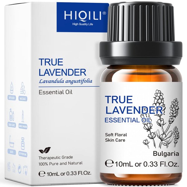 HIQILI 0.33 Fl Oz Lavender Essential Oil Pure for Skin, for Aromatherapy Diffuser, Hair-10ml