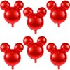 6 Pcs Mouse Head Balloons, 24'' Mouse Mylar Balloon Jumbo Mouse Head Aluminum Foil Balloons for Birthday Party Decorations Baby Shower Supplies Party Favors (Red)