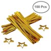 COOLAKE Clear Treat Bags 100 PCS Cellophane Bags Clear Candy Bags with 100 PCS Metallic Twist Ties For Kids Birthday Candy Popcorn Gift Cookie Small (4''by 6'')