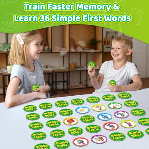 SmarLearnio First Words Memory Game,72PCS Match Game Baby Toddler Flash Card Games for Kids Learn to Read Spelling Reading Speech Therapy Toys Educational Preschool Kindergarten Learning Activities
