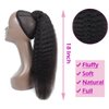 Kinky Straight Ponytail Human Hair with Wrap Around Magic Tape, Brazilian Hair Clip in Extensions Wavy Yaki Pony Tail Color Natrual Black (14", 1B, Kinky Straight, Wrap Around)