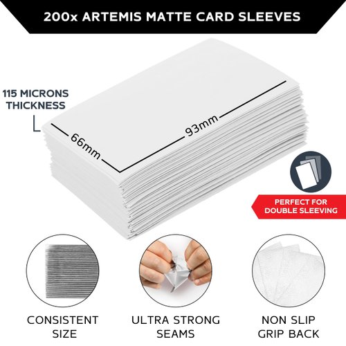 Quiver Time 200 Artemis Standard Size White Card Sleeve - Matte Deck Sleeves - Card Protectors Compatible with Magic: The Gathering (MTG Card Sleeves) & Other Playing Cards (White, 66x93mm)