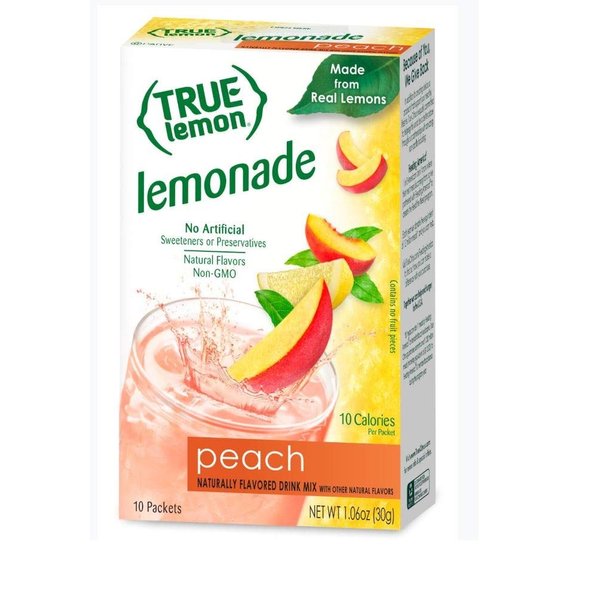 True Lemon Peach Lemonade Water Enhancer Drink Mix (10 Packets), Low Calorie Drink Mix Packets for Water, Powdered Drink Mixes & Flavorings, Individual Drink Packets, Water Flavor Packets with Stevia