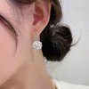 Sttiafay Vintage Crystal Flower Drop Earrings White Flower Earrings Pearl Camellia Earrings White Camellia Stud Earrings Jewelry for Women and Girls