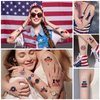 4th of July Temporary Tattoos, 90+ Pcs Glow in the Dark Patriotic Temporary Tattoos, Independence Day Tattoo Stickers for Memorial Day USA Party Favors Decorations
