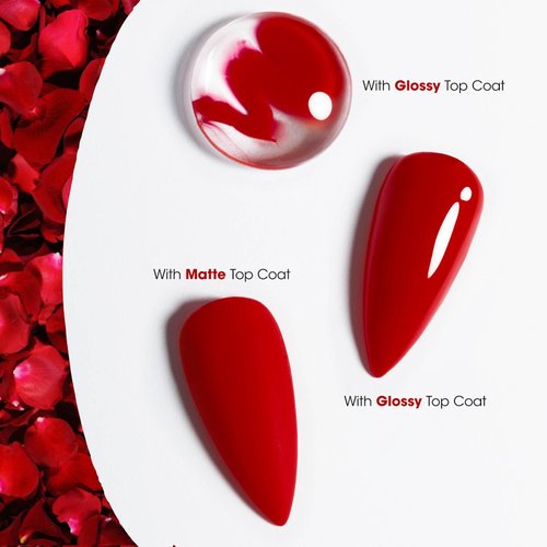 Gellen Bright Red Gel Nail Polish, 18ml 0.61oz Vibrant Rose Red Gel Polish Soak Off No Wipe UV Gel for Manicure Art Valentine's Day Salon Home