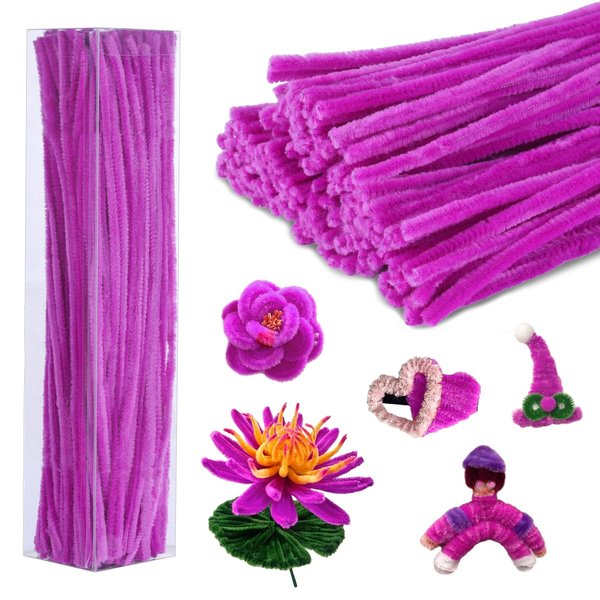 Iuuidu 200PCS Pipe Cleaners, Red Pipe Cleaners Chenille Stem, Fuzzy Sticks Pipe Cleaners Craft Supplies for DIY Arts Crafts Project