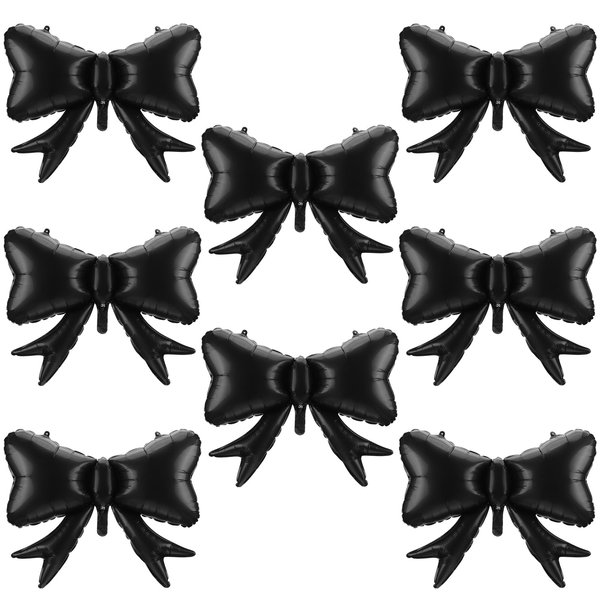 Hungdao 8 Pcs Bow Balloon Bow Theme Birthday Party Decoration Latex Bow Balloon Baby Shower Girl Party Supplies Macaron Coquette Cute Supplies Wedding Bridal Shower Decoration (Black)