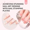 Saviland Nail Art Stamper Plates: 4PCS French Nail Stamping Plates French Line Nail Stamp Templates Plaid Wave Stripes Patterns Nail Stencils Plate Reusable Stainless Steel Nail Tools