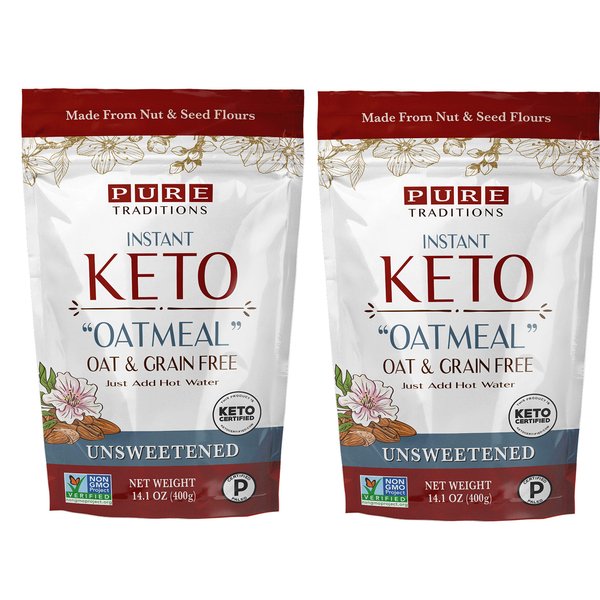 Keto Oatmeal, Instant Hot Cereal, Unsweetened, Certified Paleo, Keto Certified, Gluten & Grain Free (14.1 oz) (2 Pack)