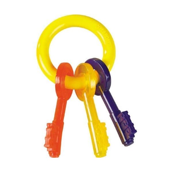 Nylabone Puppy Teething Toy Key Ring Colorful Safe for Puppies Dogs to Chew - Choose Size(Small)