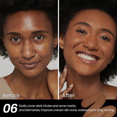 1 Pack Liquid Foundation Cream for Face Makeup,Durable Full Coverage Matte Concealer Make Up,Oil Control & Waterproof Base Primer -0.35 Fl.Oz (06#)