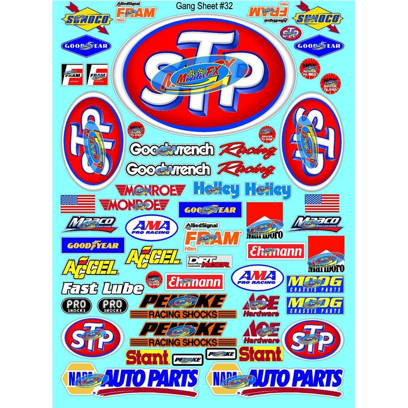 White Vinyl Sticker Sheet 32STP-1/10th - 1/8th Scale Large 6.8" x 9.2"h Vinyl R/C Model Decal Sti...