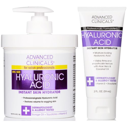 Advanced Clinicals Hyaluronic Acid Body Lotion & Face Moisturizer W/Shea Butter + Coconut Oil | Hydrating Dry Skin Firming Body Cream For Wrinkles, Stretch Marks, & Crepey Skin, W/Travel Size