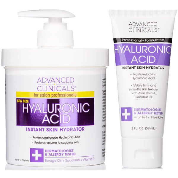 Advanced Clinicals Hyaluronic Acid Body Lotion & Face Moisturizer W/Shea Butter + Coconut Oil | Hydrating Dry Skin Firming Body Cream For Wrinkles, Stretch Marks, & Crepey Skin, W/Travel Size