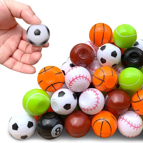 Sports Balls Party Favors for Kids 4-8 8-12,34 Pack Fidget Spinner Return Gifts for Kids Birthday Party Goodie Bag Stuffers Treasure Box Toys for Classroom Prizes Easter Christmas Party (A)