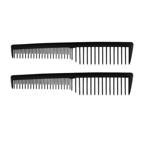 Amelia Beauty, 7in Black Plastic Wide Tooth Tease Comb, Made in USA, Professional Grade Pocket Hair Comb, Wet, Tangled Hair, Flip to Lift, Tease, Everyday Styling Cutting Hair Styling Tool, 2 Pack