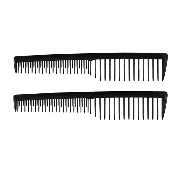 Amelia Beauty, 7in Black Plastic Wide Tooth Tease Comb, Made in USA, Professional Grade Pocket Hair Comb, Wet, Tangled Hair, Flip to Lift, Tease, Everyday Styling Cutting Hair Styling Tool, 2 Pack