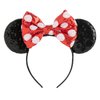 CHuangQi Mouse Ears Headband with Shiny Bow, Double-sided Sequins Glitter Hair Band, for Birthday Party Celebration & Event (XC28)
