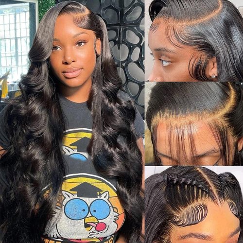 28 Inch Body Wave Lace Front Wigs Human Hair Pre Plucked with Baby Hair 13x4 HD Transparent Glueless Lace Frontal Wigs Brazilian Virgin Human Hair Wig with Baby Hair 180 Density Long Hair Wigs