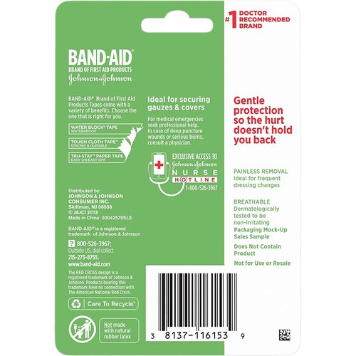 JOHNSON & JOHNSON Band-AID First Aid Paper Tape 1 Inch X 10 Yards 10 Yards (Pack of 3)