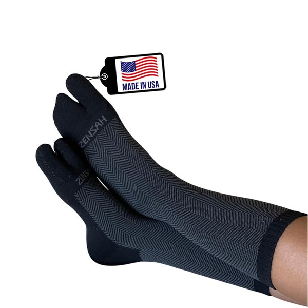 Zensah Bunion Ease Sock - Corrector Relief Sock for Bunions Women and Men - Toe Separator Sock Design (Black/Grey, Medium)