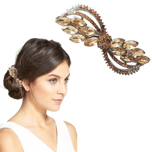 Crystal Wedding Hair Clip Barrette Rhinestone Hair Barrette Bridal Hair Accessories for Wedding Gold Hair Pieces Hair Accessories for Women and Girls