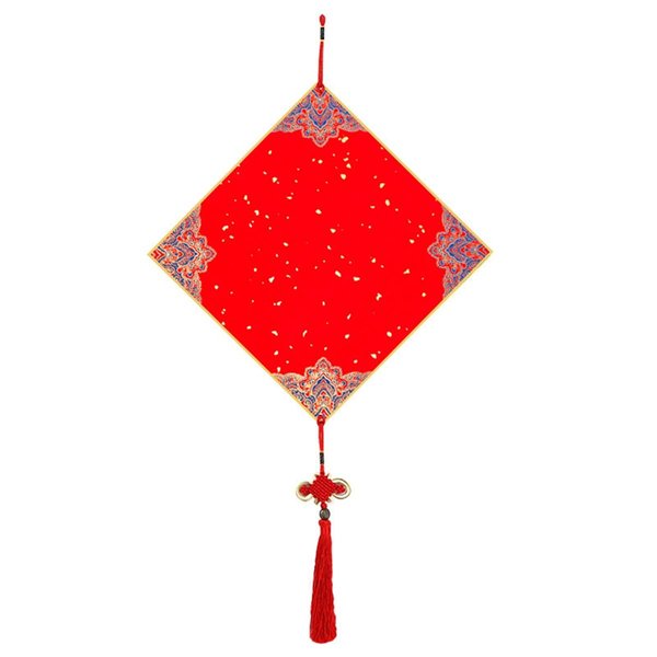 Red Diamond DIY Hanging – Reusable Double-Sided Hard Card for Chinese Calligraphy or Decoration – with Tassel – for All Festivals, Housewarming, or Cultural Events - 14x14 inch