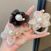 LOVEF Fashion Flowers Pearl Hair Elastic Band,Hair Rope Accessory Ponytail Holder for Lady Women Girls,Set of 4