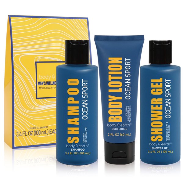 Bath and Body Gift Set for Men Body Wash Set with Fresh Ocean Scent Shower Gel, Body Lotion, Shampoo, Birthday Gifts for Men,regalos para hombre,Fathers Day Gifts for Men