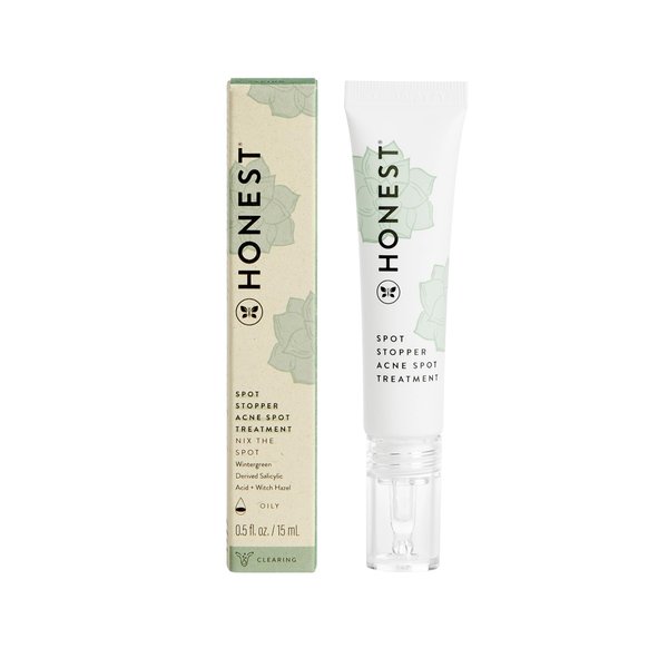 Honest Beauty Acne Fighting Spot Treatment for Oily Skin | Salicylic + Glycolic Acid, Witch Hazel | Vegan + Cruelty Free | 0.5 fl oz