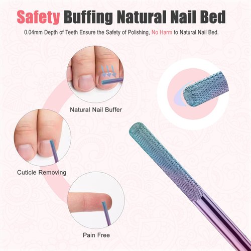 Depvko Nature Nail Buffer Nail Drill Bit, 3/32'' Professional Cuticle Remover Bit for Nail Drill, Safety Carbide Drill Bits Nail Tech for Nature Nail Bed File Manicure, Two Way Rotate, Home Salon, 3XF