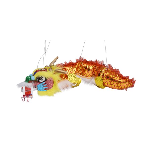 Mandala Crafts Hand String Puppet with Rod, Chinese Marionette Dragon Toy (Yellow)