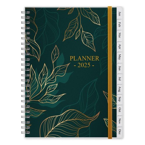 2025 Weekly & Monthly Planner - 7" x 10" Planner 2025 from January 2025-December 2025, Easy to Organize Your Daily Life, Green Leaf