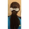 Black and White Paw Print Knot Ponytail Hair Bow Tie