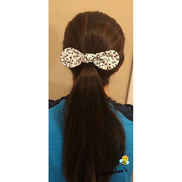 Black and White Paw Print Knot Ponytail Hair Bow Tie