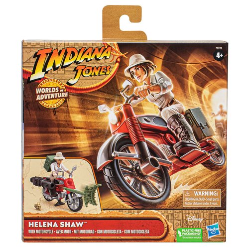 Indiana Jones Worlds of Adventure Helena Shaw Action Figure with Motorcycle Toy, 2.5-inch, Action Figures for Kids Ages 4 and Up