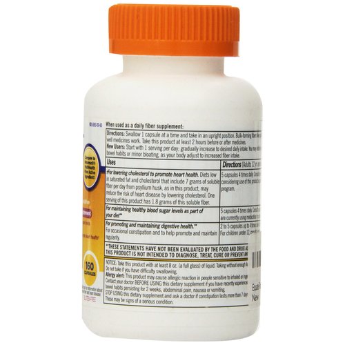 Equate Fiber Therapy, For Regularity Fiber Supplement Capsules, 160-Count Bottle