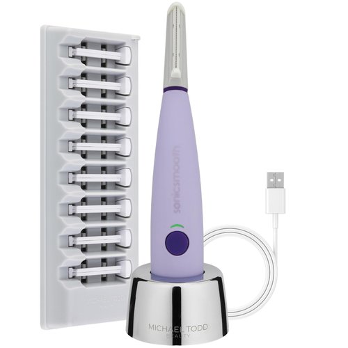 Michael Todd Beauty - Sonicsmooth – SONIC Technology Dermaplaning Tool - 2 in 1 Women’s Facial Exfoliation & Peach Fuzz Hair Removal System with 8 Weeks of Safety Edges