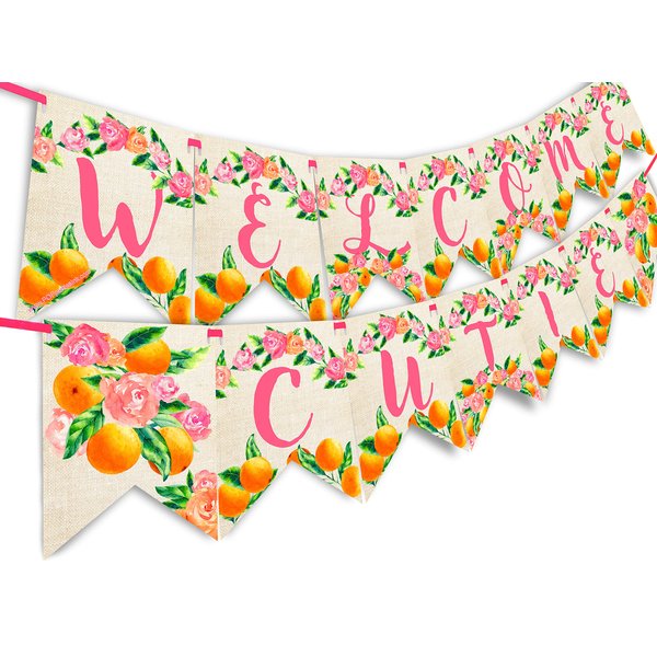 Little Cutie Baby Shower Banner - Little Cutie Shower Party Supplies - Little Cutie Shower Party Decorations - Little Cutie Orange Baby Shower Party Supplies - Cutie Baby