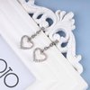 Sttiafay Vintage Rhinestone Heart Dangle Earrings Long Crystal Heart Earrings Silver Hollow Heart Drop Earrings Cz Love Heart Stud Earrings Jewelry for Women and Girls