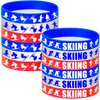 24PCS Skiing Themed Rubber Bracelets Sport Slicone Wristbands Snowboard/Skier Party Supplies Birthday Baby Shower Party Favors