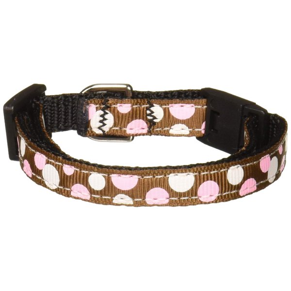 Mirage Pet Products Confetti Dots Nylon Cat Safety Collar, Brown