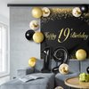 Happy 19th Birthday Balloons Black Set Decor - Cheers to 19 Years Old Party Theme Garland Banner Backdrop Decorations For Women and Men Supplies