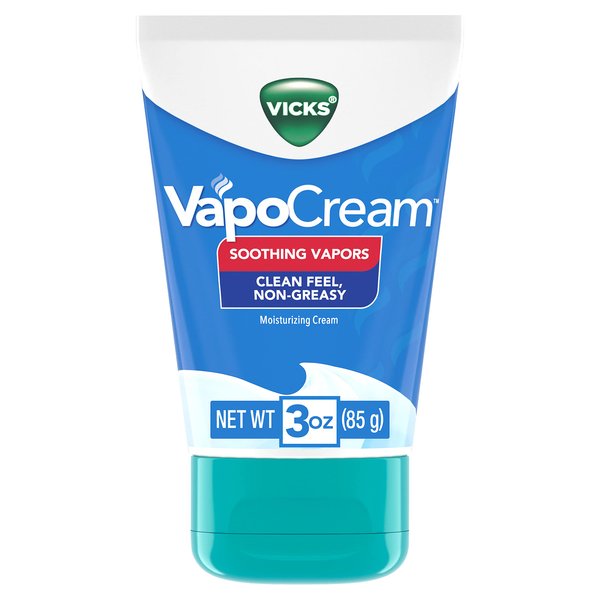 Vicks VapoCream, Easy to Use Non- Greasy Moisturizing Cream, Soothing & Comforting Non-Medicated Vapors, For Adults and Children Ages 2+, 3.0oz