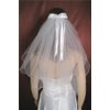 Ivory Flower Girl 2 Tier Wedding Communion Veil Satin Ribbon Bow Shoulder Length