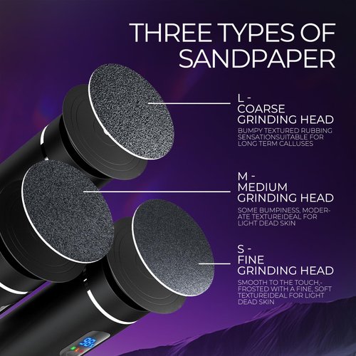 krofaue Foot Callus Remover Professional Electric Foot File Pedicure Tools Rechargeable Dead Skin Remover for Feet with 30PCS Adjustable Sandpaper Pad Discs for Dead Cracked Skin Calluses Black