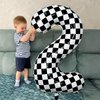 Giant Number Balloons 6, Black and White Checkered Self Inflating 0-9 Set Number Balloon for Kids, 40 Inch Foil Helium Racing 6 Balloon for Boys 6th Birthday Party Race Car Flag Decorations Supplies