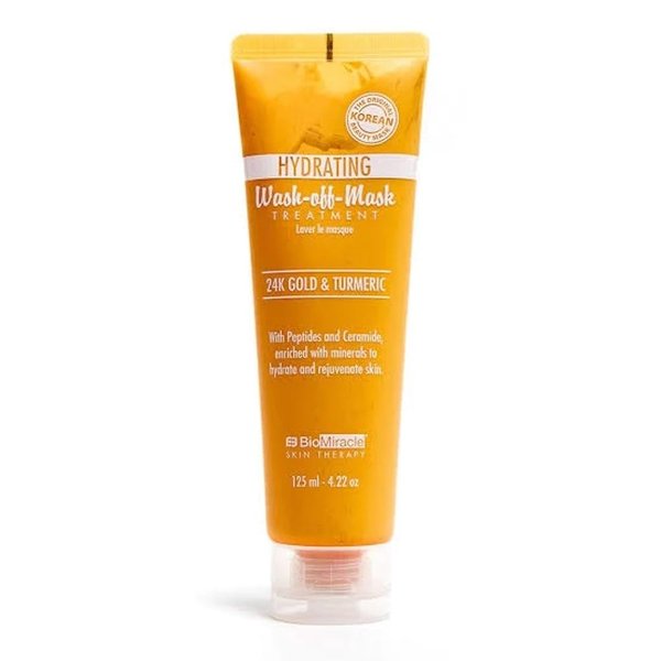 BioMiracle Hydrating Wash-Off Mask, Hydrating Peel-Off Mask Treatment, 24k Gold and Turmeric Mask